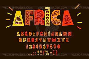 African font, ethnic folk typeface or tribal type - vector clipart