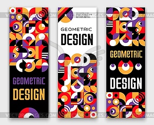 Vertical geometric banners with Bauhaus pattern - vector image