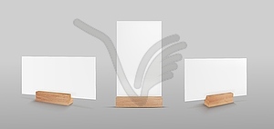 Paper card wooden holder mockups or table plates - vector clip art