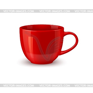 Red ceramic coffee mug and tea cup mockup design - royalty-free vector clipart