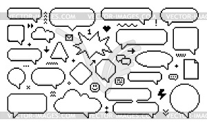 8bit pixel speech bubbles and message dialog boxes - vector clipart