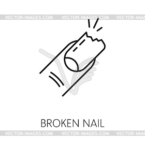 Broken nail icon for manicure service, hands care - royalty-free vector clipart