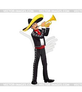 Mexican Cinco de Mayo holiday, mariachi musician - vector clipart