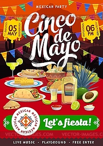 Mexican cinco de mayo festive holiday party flyer - vector image