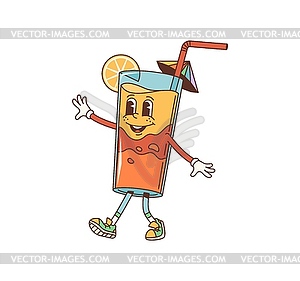 Мультяшный персонаж коктейльного бокала с заводным напитком - цветной векторный клипарт