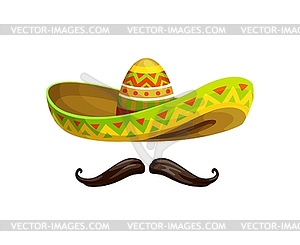 Mexican cinco de mayo sombrero with mustaches - vector clip art