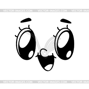 Cartoon groovie face emoji with funny comic eyes - vector clip art