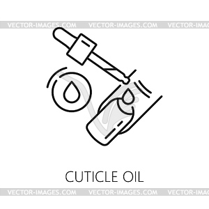 Линейный значок маникюрного сервиса для ногтей с маслом для кутикулы - векторное графическое изображение