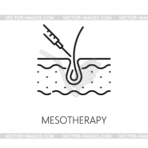 Значок контура процедуры мезотерапии и ухода за волосами - иллюстрация в векторном формате
