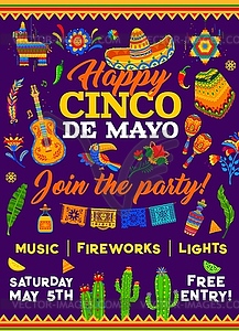 Cinco de mayo holiday party invitation flyer - vector image