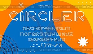 Futuristic round font, line or monoline typeface - vector image