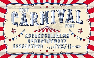 Ретро карнавальный шрифт, цирковой шрифт, винтажный гарнитур - векторизованный клипарт