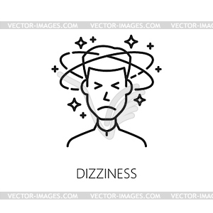 Dizziness anemia symptom line icon, hematology - vector image