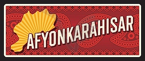 Afyonkarahisar province Turkey metal travel plate - vector clipart