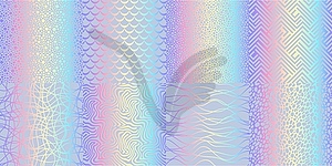 Голограммные текстурные узоры, блестящая радужная фольга - клипарт