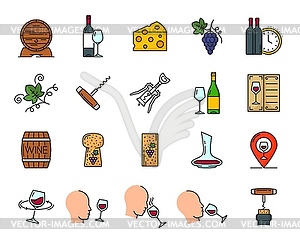 Значки строк алкогольного меню винного магазина, ресторана - векторизованный клипарт
