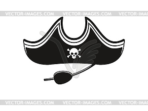 Pirate sailor photo booth mask, eye patch and hat - vector clipart