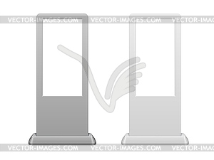 Touch screen kiosk stand mockup, 3d design - vector image