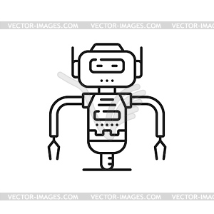 Robot or droid on wheel line and outline icon - vector clip art