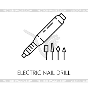 Nail manicure service icon of electric nail drill - vector image