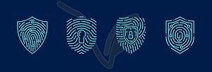 Значок защиты от отпечатков пальцев для технологии безопасной блокировки - векторное изображение