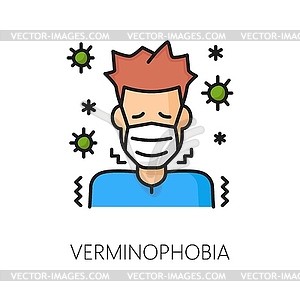 Human phobia, verminophobia anxiety line icon - stock vector clipart