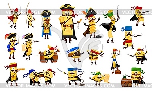 Cartoon Italian pasta pirate corsair characters - vector clipart