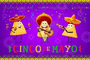 Mexican nachos mariachi on Cinco de Mayo banner - vector clipart