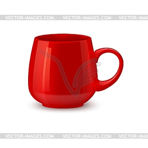 3D-макет красной керамической кофейной кружки или чайной чашки - рисунок в векторе