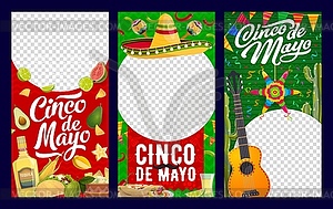 Cinco de Mayo mexican holiday posts templates - vector image
