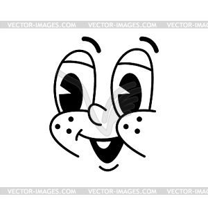 Groovie cartoon face with funny comic emotion eyes - vector clipart