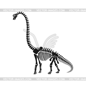 Ископаемый скелет динозавра брахиозавра - векторный графический клипарт