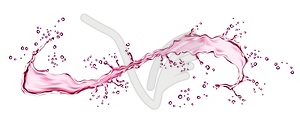 Realistic pink water swirl splash in splatter wave - vector clipart