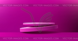 Violet floating podium stage, levitating pedestals - vector image