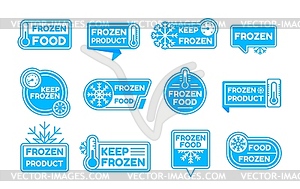 Frozen logo icons, cold product label and badge - color vector clipart