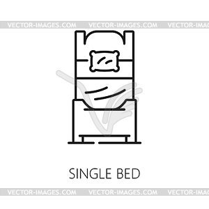 Single bed icon of hotel or restaurant thin line - vector clipart / vector image