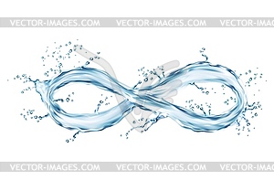Infinity water splash loop wave and drops splatter - vector image