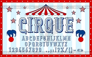 Ретро-цирковой шрифт, карнавальный винтажный шрифт, алфавит - иллюстрация в векторном формате