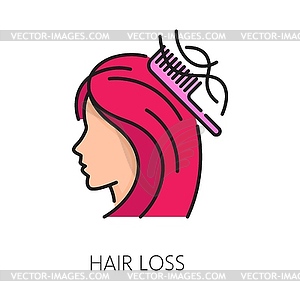 Hair loss treatment and care line color icon - vector clip art