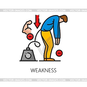 Hematology, anemia weakness symptom line icon - vector clip art