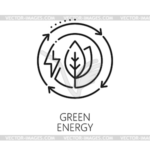 Зеленая энергия, значок эко-энергии, природное электричество - клипарт в векторном формате