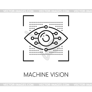 Machine vision and learning, AI intelligence icon - vector image