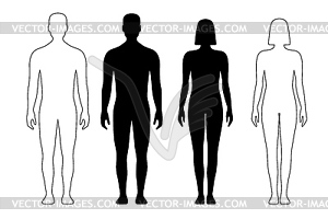 Man and woman human body silhouette outline figure - vector image