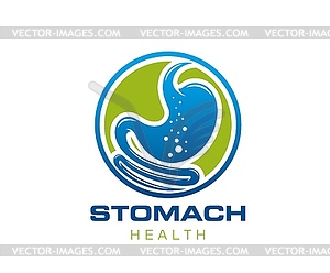 Stomach health care icon, label of belly wellbeing - vector clipart