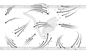 Shooting space stars trails or Christmas starburst - vector image