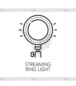 Значок контура лампы с галогенным потоком света в помещении - векторизованное изображение