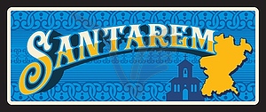 Сантарем португальский регион ретро жестяная дорожная табличка - векторизованное изображение клипарта