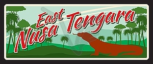 East Nusa Tengara retro travel plate of Indonesia - vector clip art