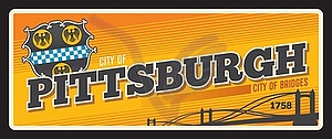 Питтсбург, США ретро-дорожная табличка американского города - изображение в формате EPS