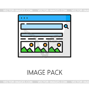 Image pack, search engine result page, SERP icon - color vector clipart